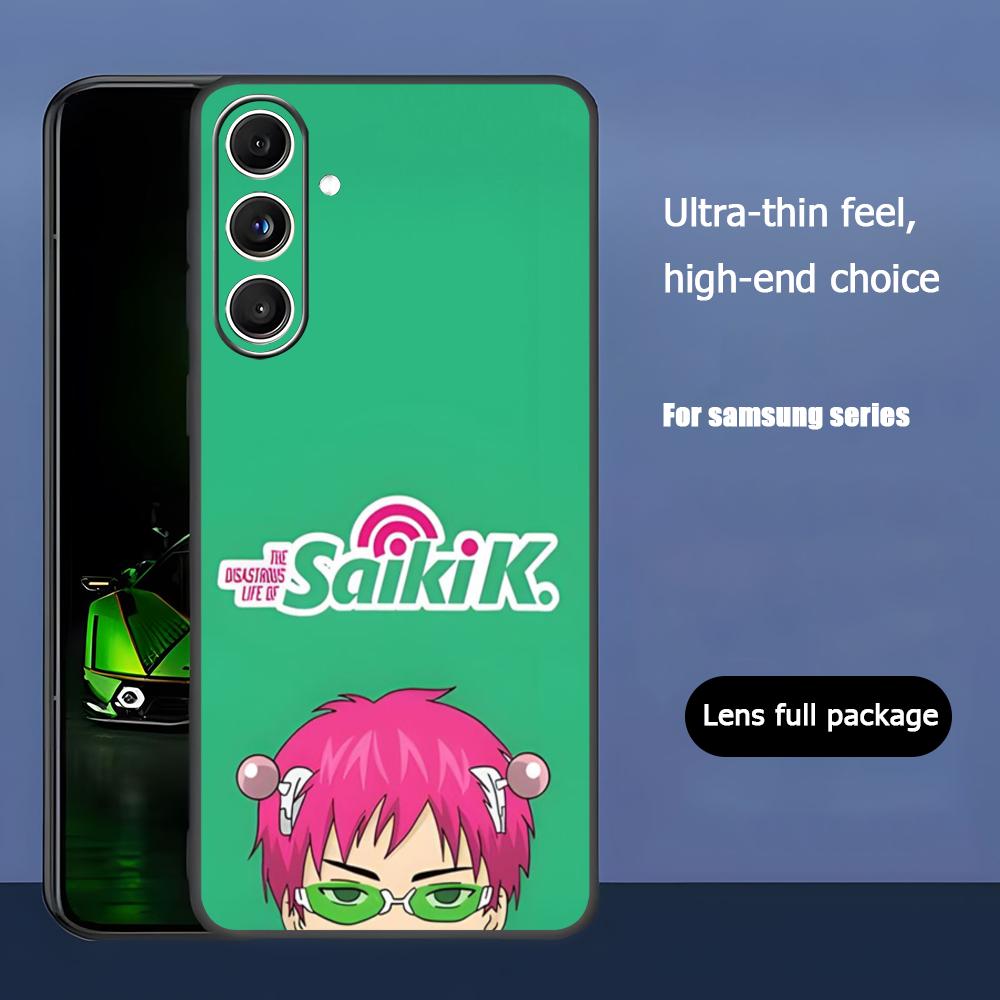 Hot Kusuo Saiki Anime Cool Phone Case For Samsung Galaxy S26 S25 S24 S23 S22 S21 Plus Ultra Note20 Soft Black