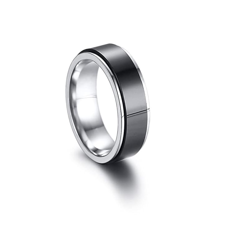 [Rockyu] Jewelry Ring Stainless Allergy Friendly Men's Rotate Can Turn Ring No. 19 European Wedding Present