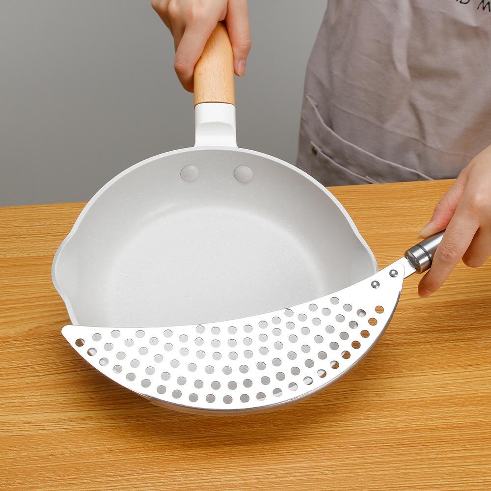 Stainless Steel Strainer Pot Side Pan Drainer Leakproof Vegetable Rice Wash Water Filter Basket Baffle Drainer Tool Home Kitchen