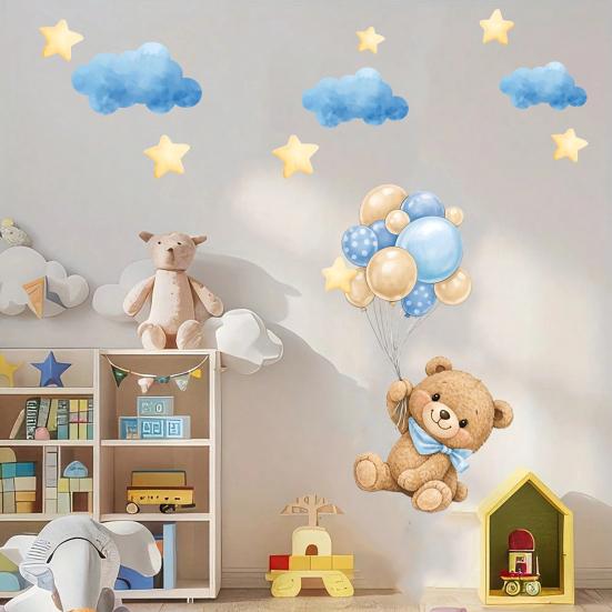 Cartoon Wall Stickers Cute Animals Wall Decal Elephant Bear Cat PVC Mural Art for Baby Nursery Kids Bedroom Playroom Classroom Wall