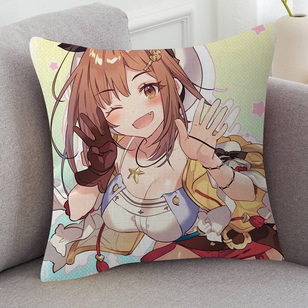 GAME Atelier Ryza Cute Cartoon Twodimensional Pillowcase Bedroom Sofa Cushion Cover Nap Pillow Cover