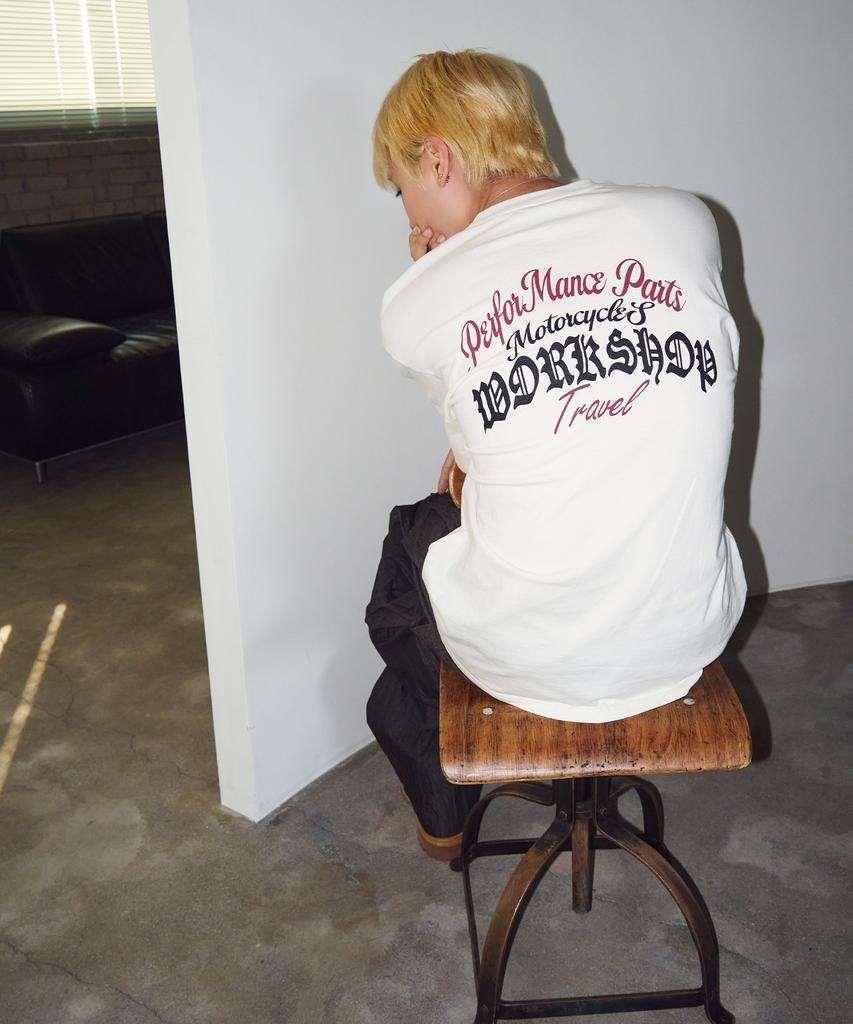 TRAVEL Racer Pigment Short Sleeve T-Shirt Cream