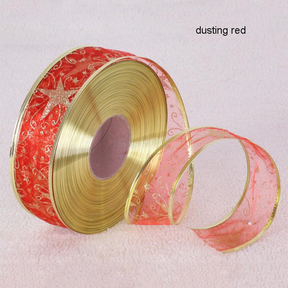 Christmas Decoration Ribbon Width Powdered Gilding Ribbon Gift Packing Ribbon Wedding Festival Xmas Party Decor 100 Yards/Roll