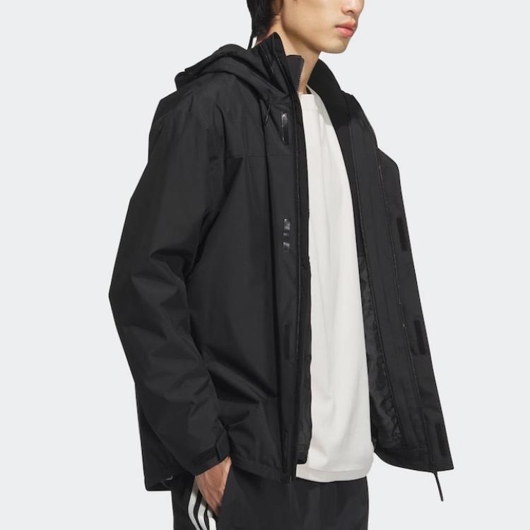 Adidas Fashion Casual Retro Striped Logo Jacket Unisex Jacket Black JM9017