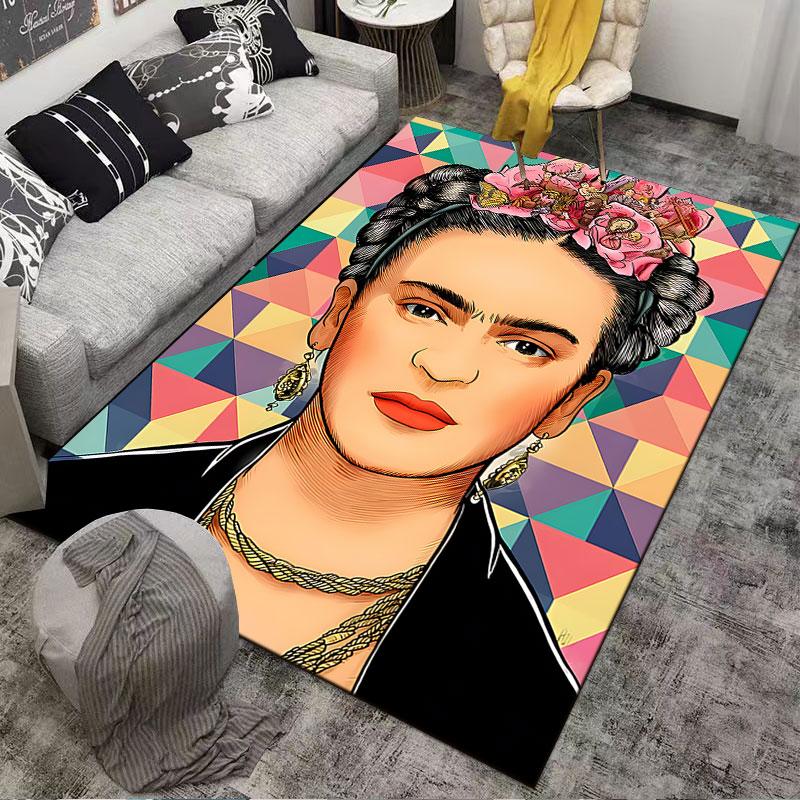 Colorful Geometric Portrait suitable as a non-slip mat for the living room or bedroom sofa
