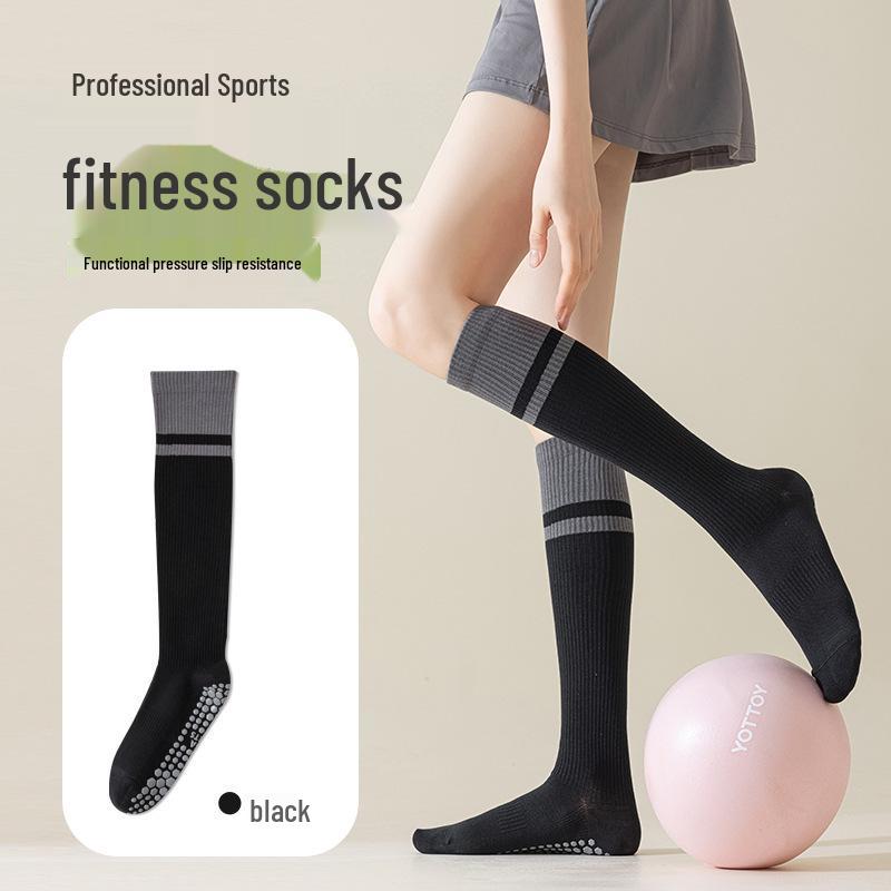 Calf Color Block Compression Socks: Non-Slip Yoga, Pilates, Cycling, Dance, and Fitness Thigh-Highs.