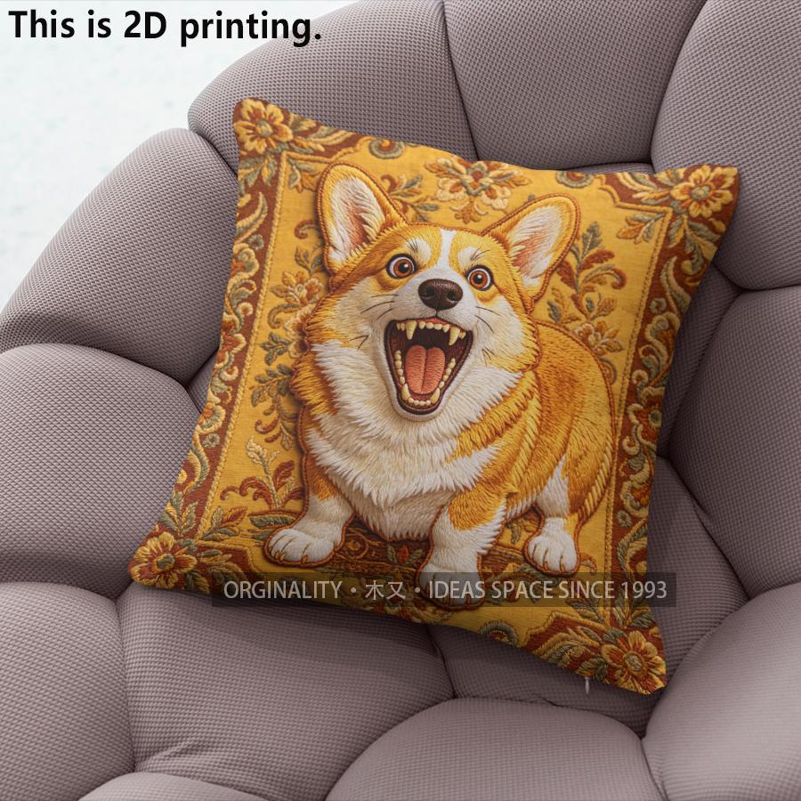 Vintage Corgi Hund Dekorative Kissenbezüge Muster Kissenbezug Geeignet für Sofa Schlafzimmer Auto Kissenbezug
