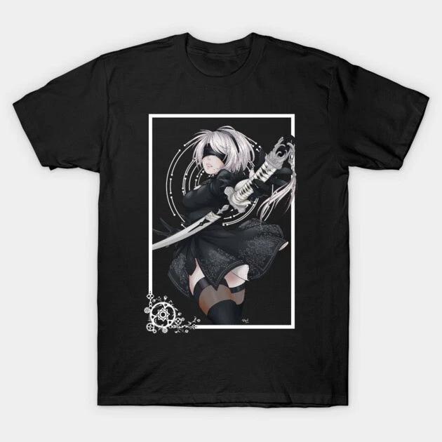2b Nier Automata Waifu Shirt Anime Nier Automata Waifu Senpai Black T Shirt V6 S