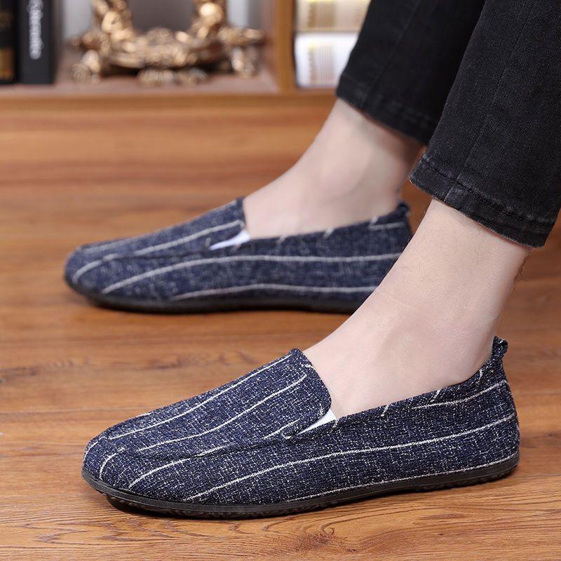 Loafers Shoes Men Slip-On Lightweight Men's Casual Canvas Shoes Summer Fashion Versatile One Step Lazy Shoes Driving Shoes Man
