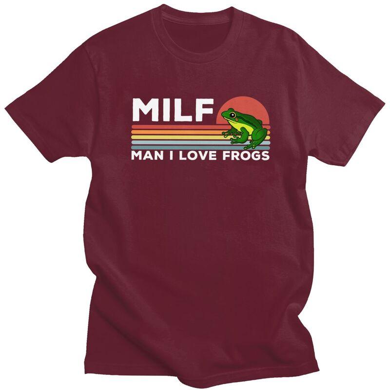 Custom Mens Milf Man I Love Frogs T Shirt Short Sleeves Cotton Tshirt Streetwear Tshirt Casual Tees Slim Fit Clothes