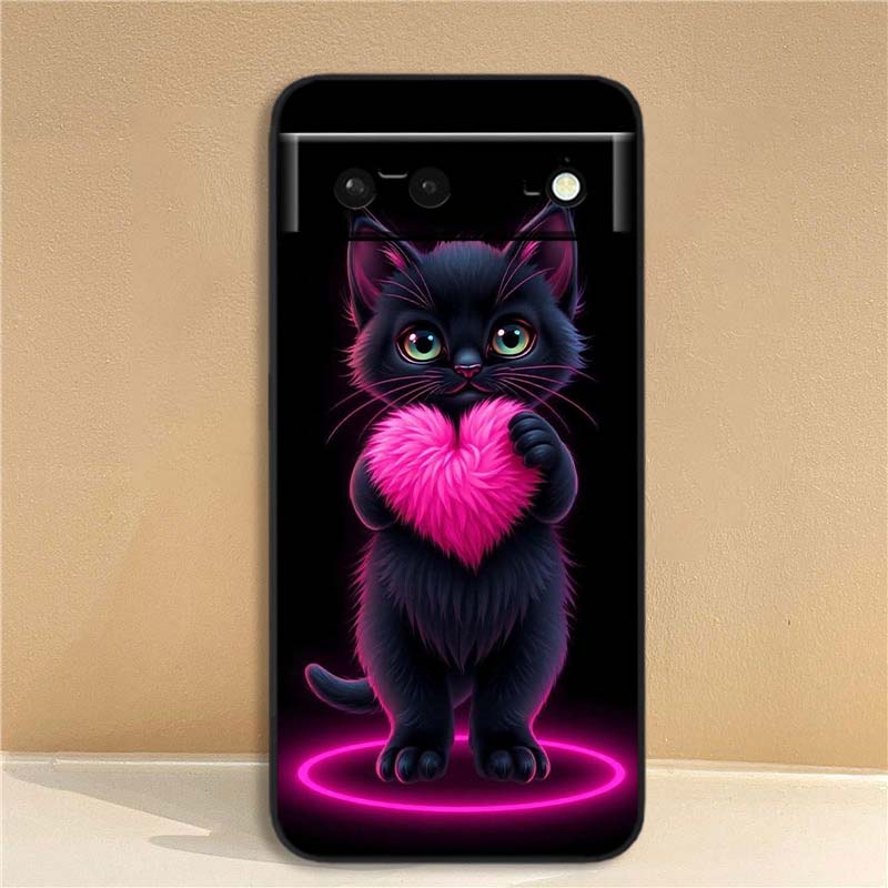 

Аниме мультяшный кот иллюстрация Для Google Pixel 10 9a 9 8A 8 7 7A 6 6A Pro XL 2024 5G Черный Мягкий ТПУ Силиконовый Чехол для Телефона Google Pixel 6a