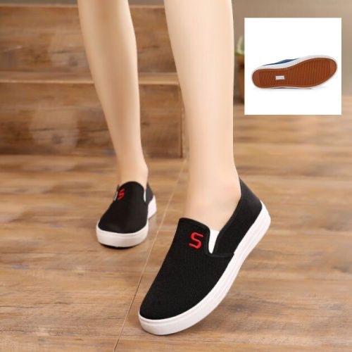 Коровья жила Подошва Пружина Осень Женская Обувь Ковбойские Холщовые Туфли Плоская Подошва Повседневная Противоскользящая Рабочая Низкие Кеды Академия 35 чёрный 1680₽