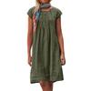 Women's Casual Loose O Neck Short Sleeve Wrinkles Elegant Linen Swing Dresses