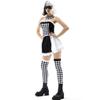 S-XL Cruella De Vil Black White Plaid Witch Queen Halloween Circus Party Costume