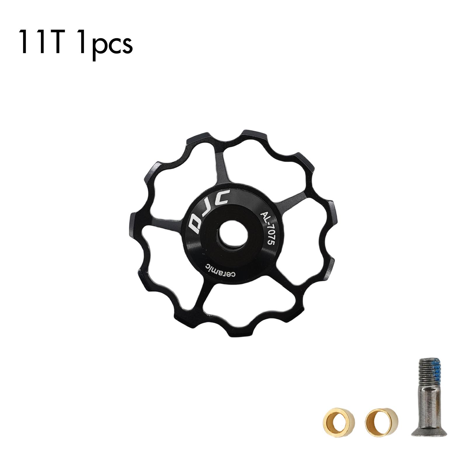 DJC Bike pulley wheel ceramic bearing 10T 11T 12T 13T 14T MTB road bike for derailleur mountain road bike guide wheel PL105 1pcs 11T black