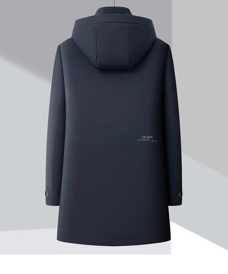 Men's Mid-Length Fitted Down Jacket with Detachable Liner - Business Casual Winter Wear