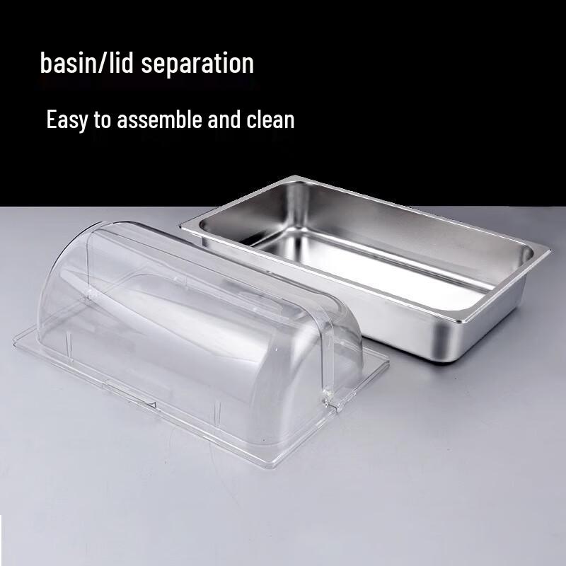 FATTBAO Stainless Steel Food Display Tray with Double Flip Lid