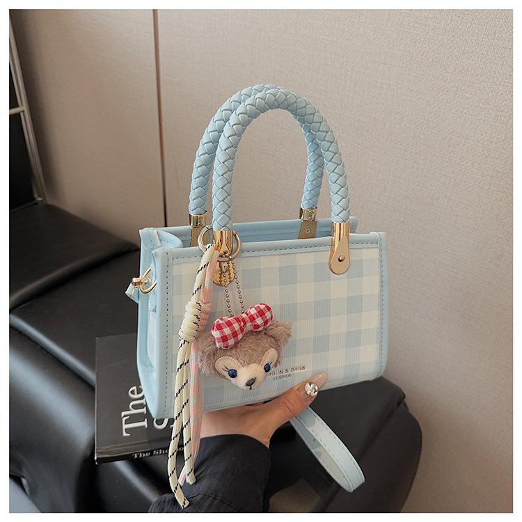 Popular small bag women's summer new versatile plaid messenger bag portable small square bag