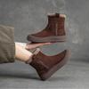 Johnature Plush Warm Retro Genuine Leather Thick Bottom Short Boots Versatile Soft Soled Women's Shoes