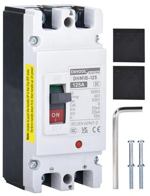 DIHOOL DC-Leistungsschalter, 125A, 2P, DC12-500V, MCCB, für DC-Stromkreise wie Solarenergieerzeugung und Speichergeräte