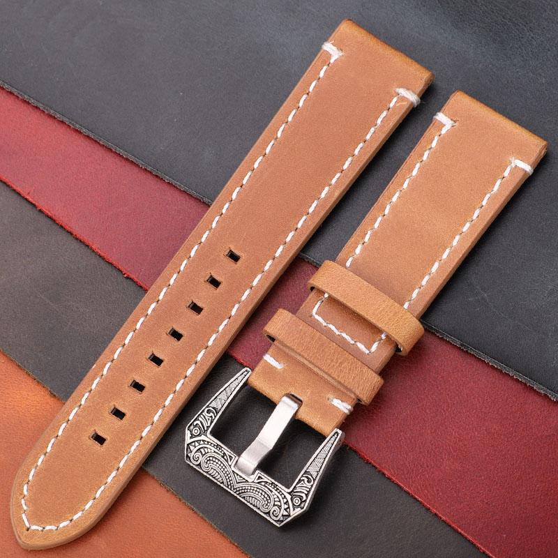 Ремешок для часов из коровьей кожи с пряжкой в стиле ретро из нержавеющей стали — фото 8