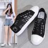 Ladies Canvas Shoes Small White Shoes Lace Breathable  New Summer Student Mesh Casual Lace-up Black Flat Shoes Sports Shoes