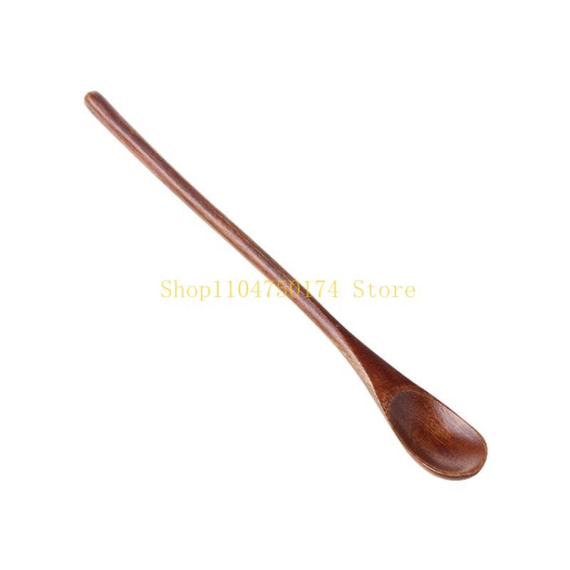 Natural Wooden Spoon Coffee Tea Cooking Dining Utensil Retro Long Handle Cutlery Top Sale