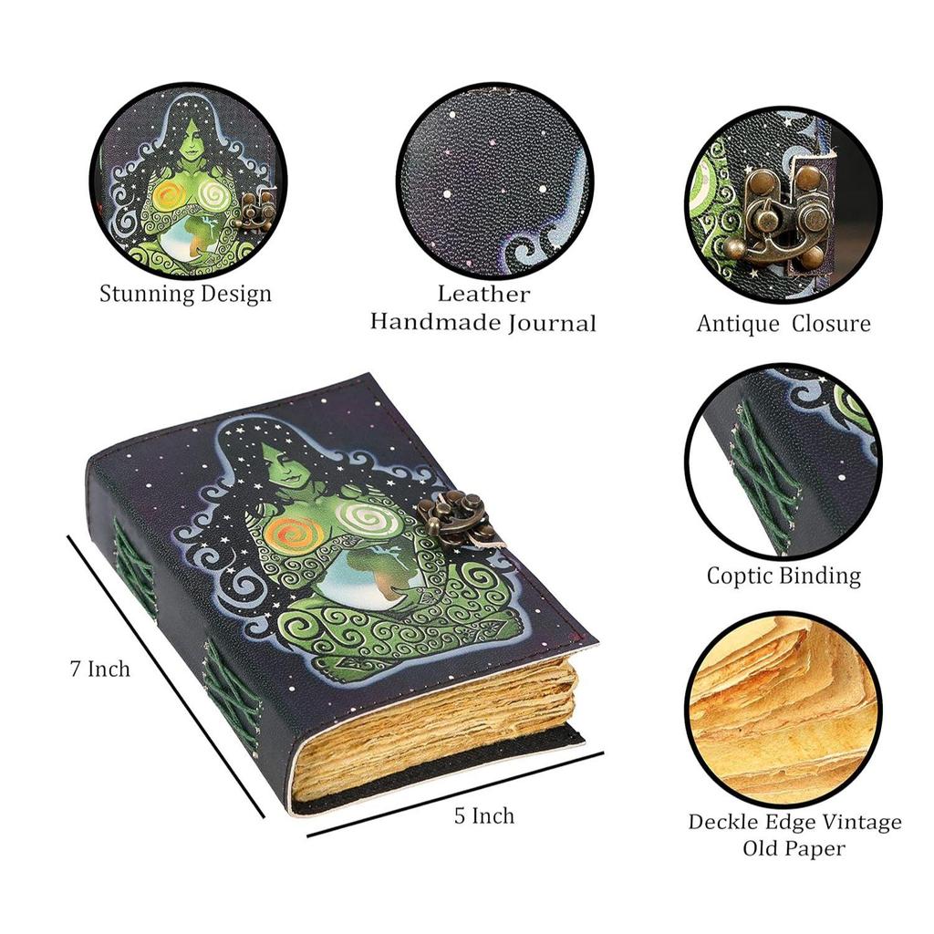 Vintage kožený deník Mother Goddess Journal For Men Women Traveling Sketchbook