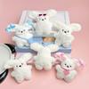 Puppy Toy Keychain with Bowknot Cartoon Big Ear Dog Plush Dolls Keyring Pendant Backpacks Bag Charm for Women and Girls
