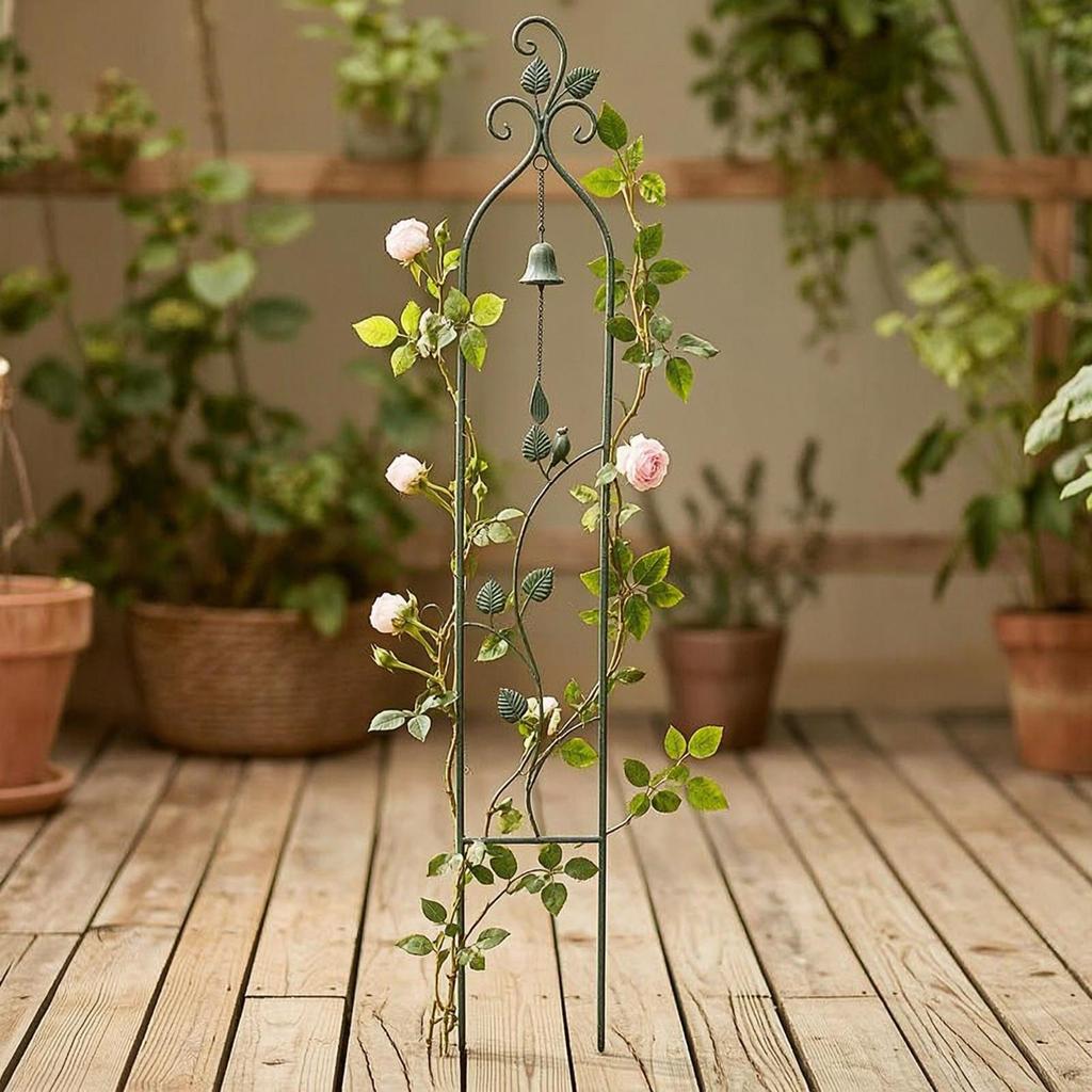 Metal Trellis with Bell Wrought-Iron Look Climbing Plant Support