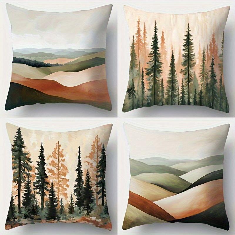 Pulse And Pine Tree Pattern Digital Printing Pillow Cover Short Plush Suitable Living Rooms Bedrooms Sofas Throw Cushion Cover
