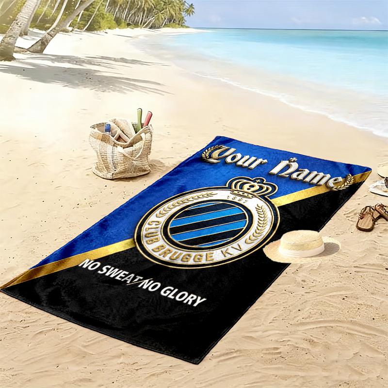 Name Custom Club Brugge Logo Print Beach Towel, Large Soft Quick Dry Towel for Beach Camping Swimming