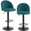 Set Of 2 Bar Stools Modern Swivel Bar Stools With Footrest Blue