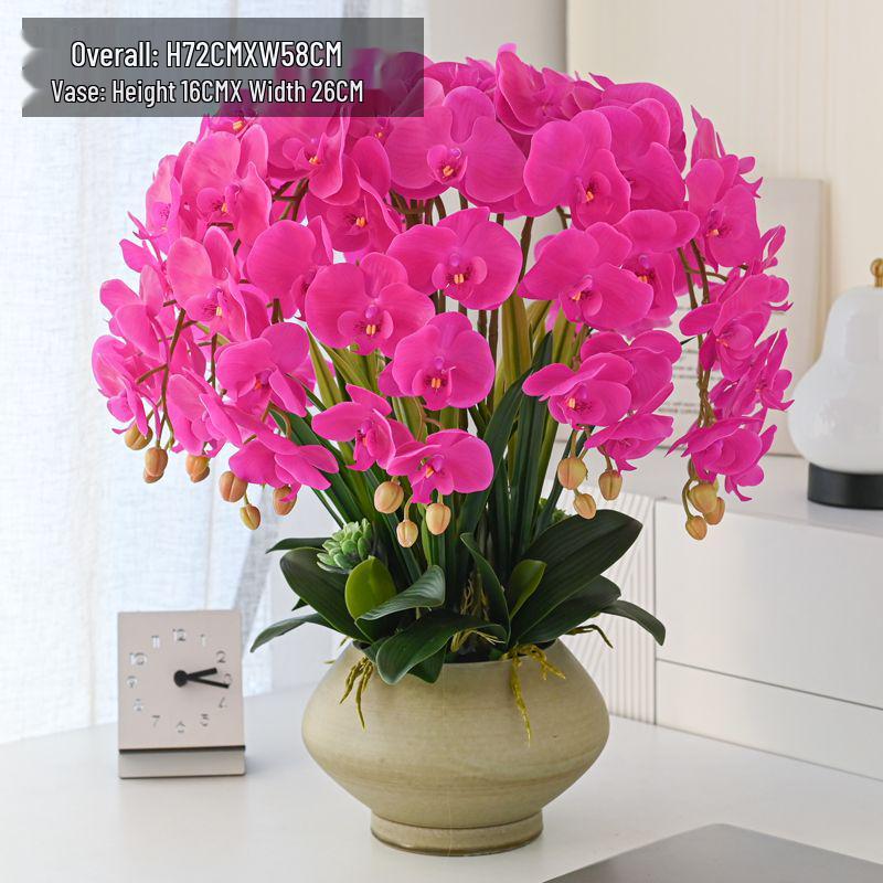 Artificial Phalaenopsis Floral Arrangement for Living Room Display - Potted Decoration for TV Cabinet