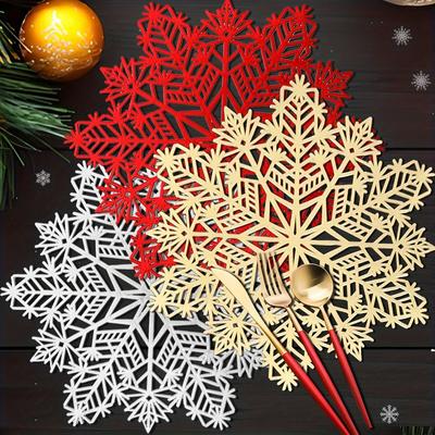 Verleihen Sie Ihrer Weihnachtstafel Glanz Schneeflocken-Platzsets, ideal für Weihnachts-Tischdekorationen und Partys