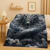 HD Yin Yang Element Dragon Chinese Loong Cartoon Flannel Blanket,Ultra Soft Warm Plush Throw for Home Bedroom Bed Sofa Cover Kid