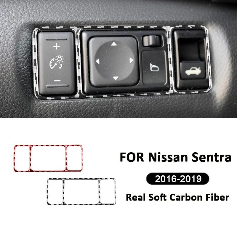 Für Nissan Sentra 2016- Zubehör Kohlefaser Auto Rückspiegel Bedienfeld Tasten Schalter Abdeckung Dekoration Aufkleber