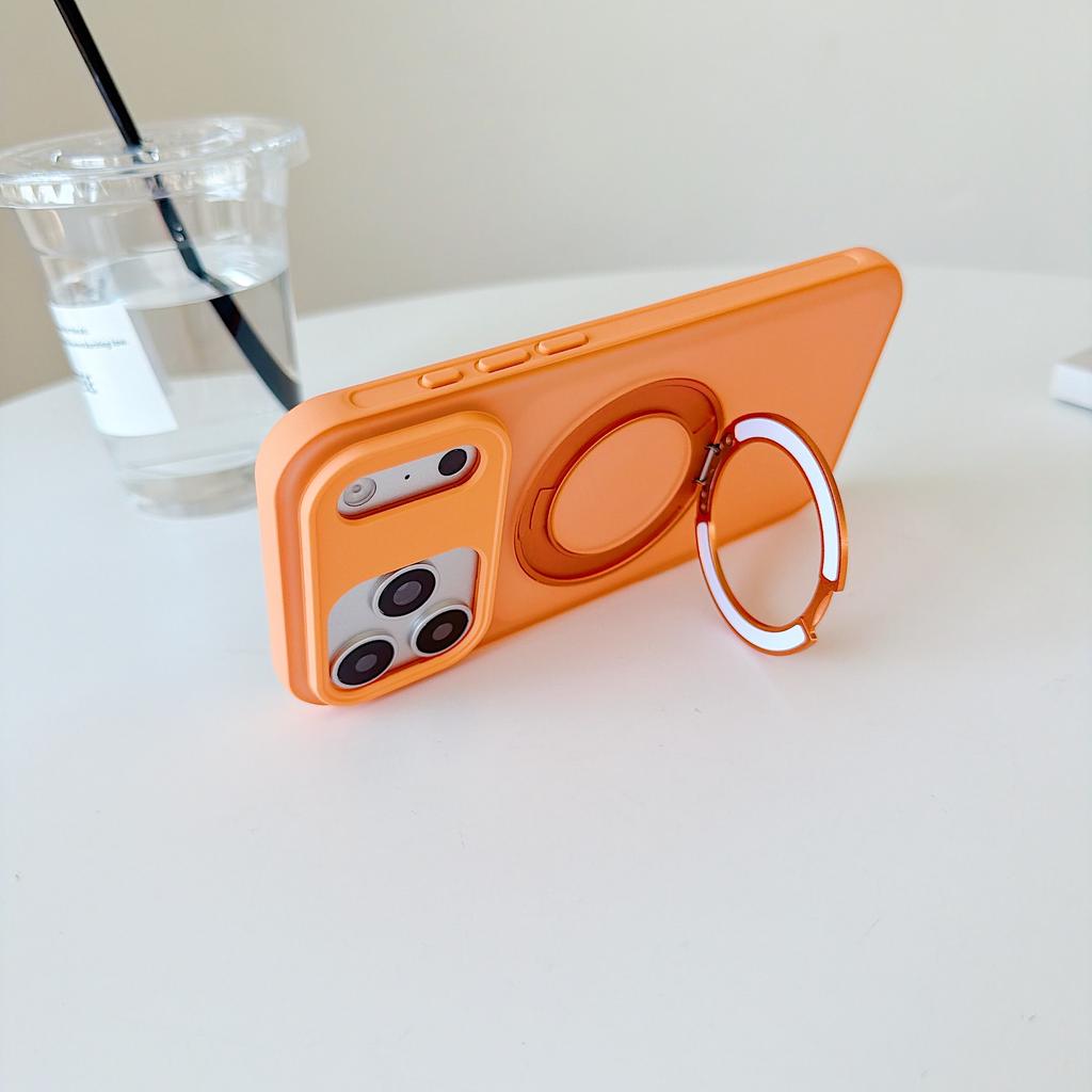 360° Rotating Ring Stand Magnetic Phone Case For iPhone 17 Pro Max Air 16 Plus Skin Feel Anti-Fingerprint TPU Plastic Cover