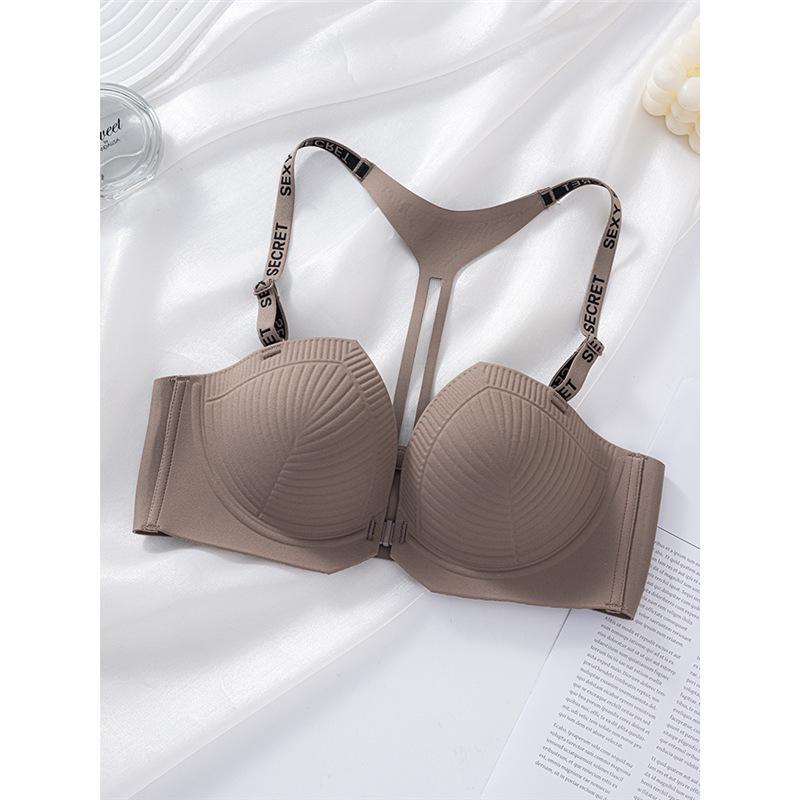 

Бюстгальтер пуш-ап с застежкой спереди для маленькой груди - Боковая поддержка, Предотвращение провисания, Т-образная спинка с модными бретелями с надписями 38/85AB