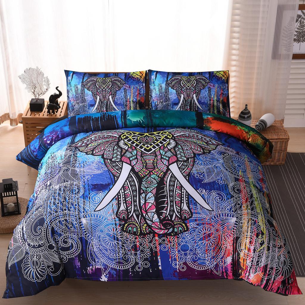 3D Elephant Theme Home Bedding Set Animal Print Quilt Cover Pillow Case 2/3 Piece Single/Double Duvet Cover AU Extra Large Decorative Duvet Cover