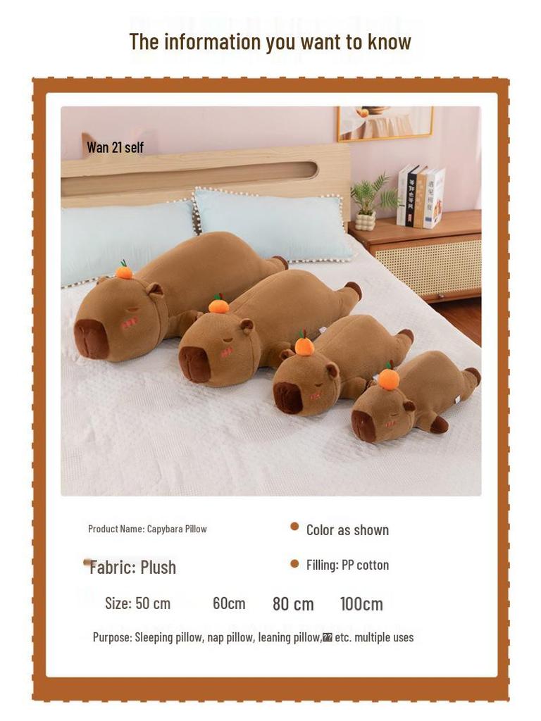 Large Capybara Plush Pillow - Birthday Gift & Bedroom Backrest