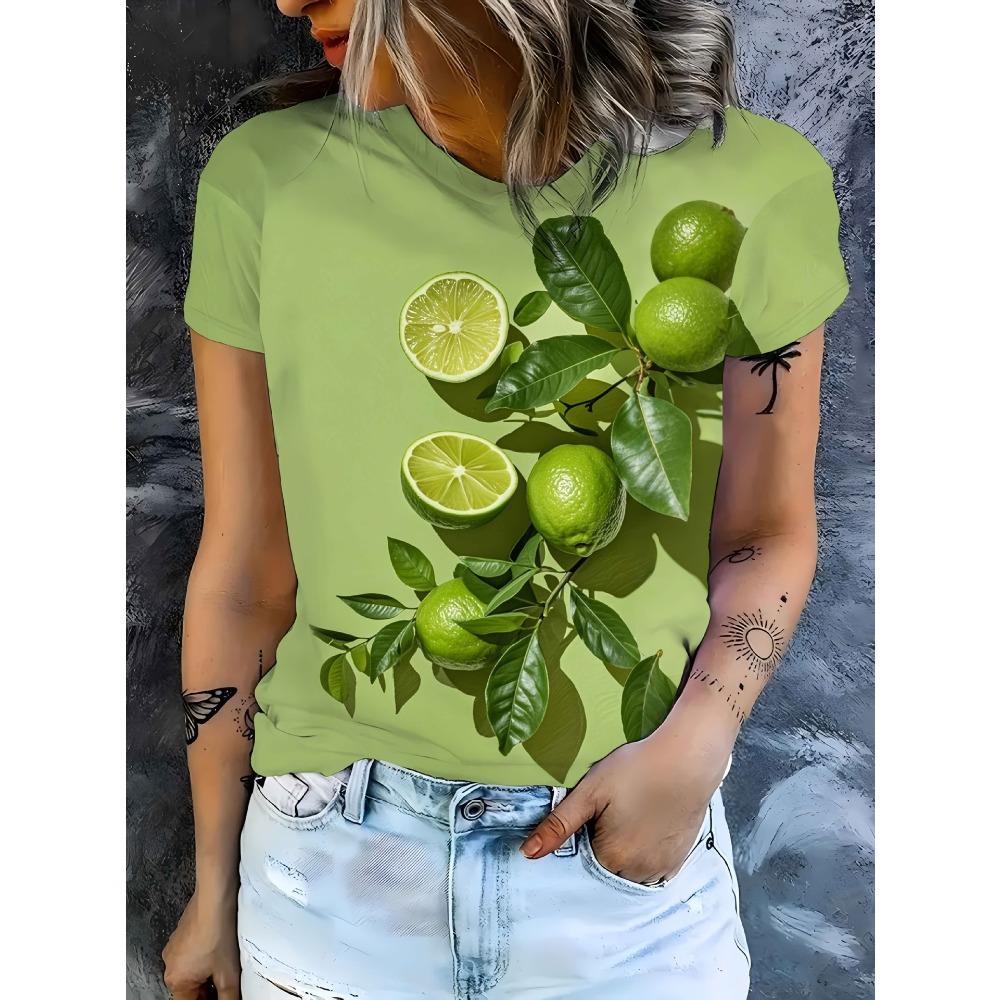 Summer Women's Casual Round Neck Short Sleeved T-shirt Creative Animals 3D Printing Fashionable Comfortable Breathable Loose Sports Versatile T-shirt
