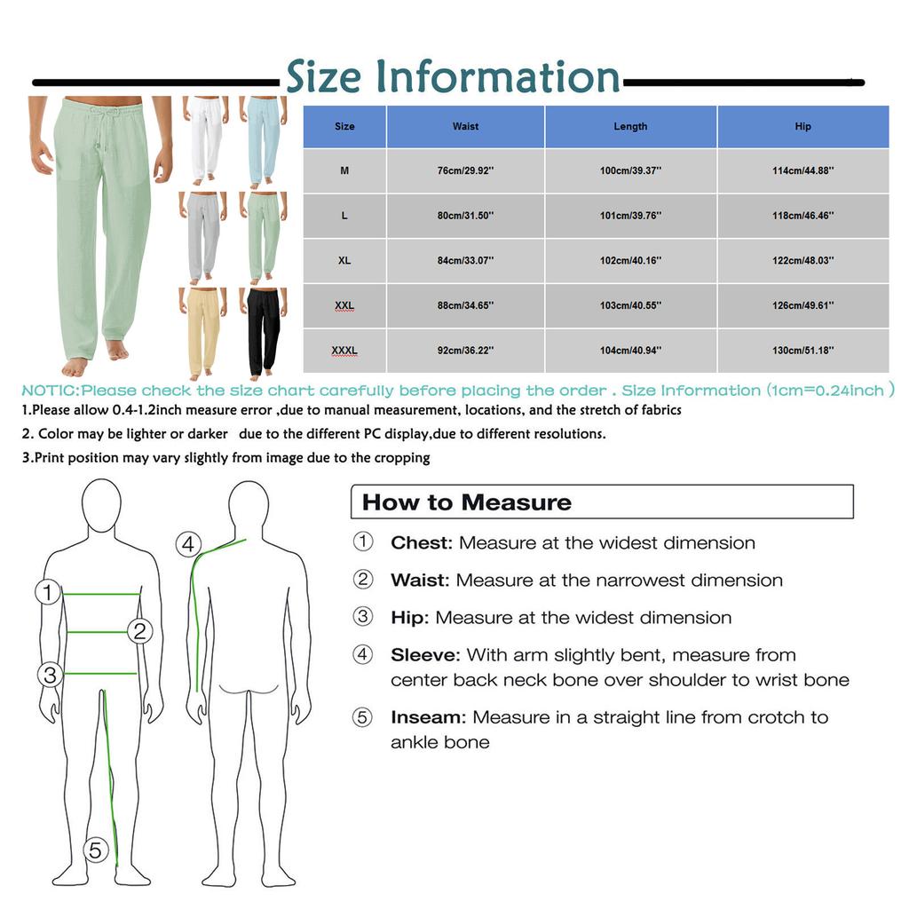 Lässige, lockere und bequeme Freizeithose für Herren, Baumwolle, Leinen, solide Kordelzughose