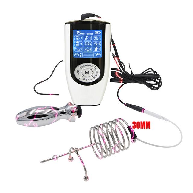 Bdsm Electric Shock Anal Plug Penis Plug Electrosex Rings E-stim Anus Stimulator Chastity Cage Masturbation Sex Tools For Men