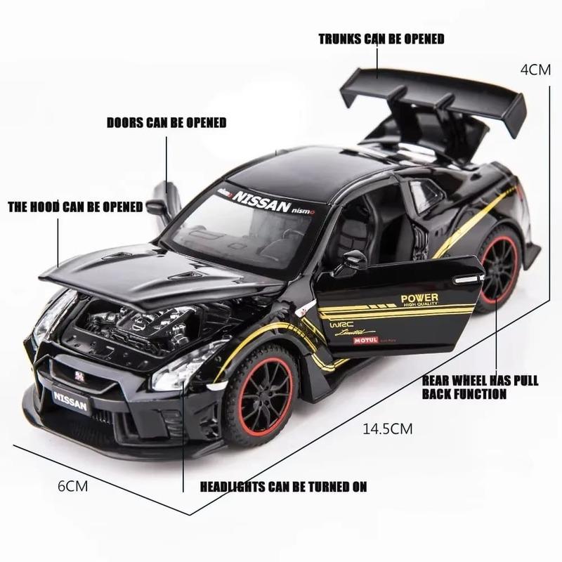 1:32 Nissan GTR R35 Modello di Auto da Corsa Simulazione Scala Macchinina Giocattolo per Bambini Lega di Alta Qualità Die Cast Macchinina Giocattolo Suono e Luce Regalo Auto per Ragazzo