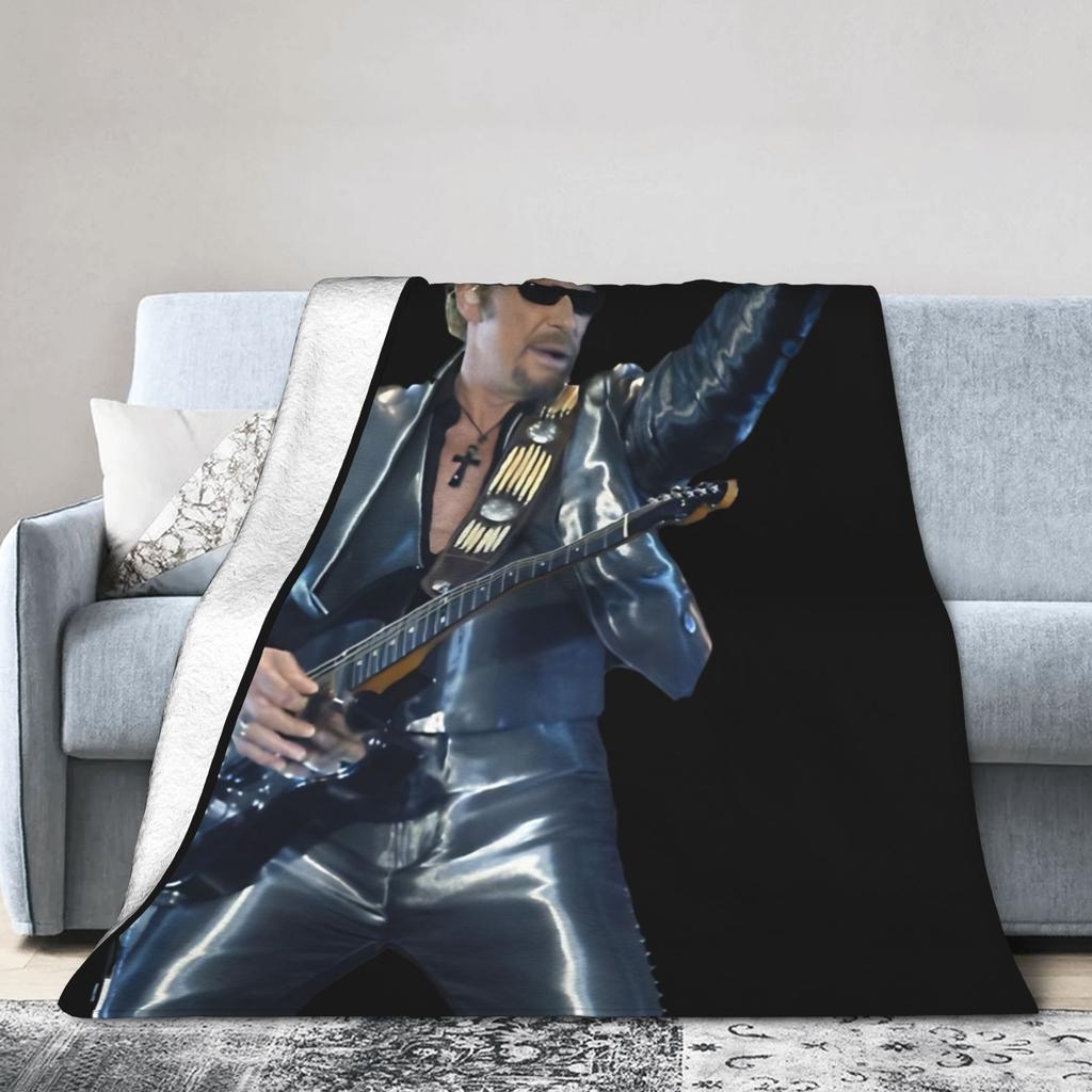 Johnny Hallyday Plüschdecke Mädchen Jungen Flanell Überwurfdecke Für Draußen Warm Weich DIY Qualität Tagesdecke