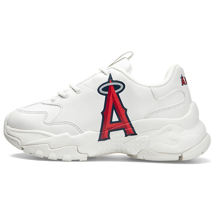 MLB Big Ball Chunky Leder Sportmode Rutschfest Langlebig Niedrig geschnitten Dad Shoes Unisex Sneaker Weiß Rot 3ASHBLA3N-41IVS 39 white