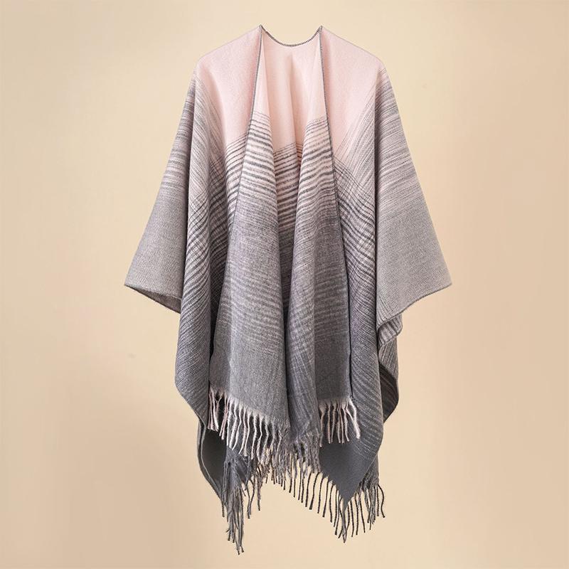 New Imitation Cashmere Women Scarf Autumn Winter Striped Tassel Poncho Wrap Blanket Capa Para Mujer Pashmina Shawl Echarpe Hiver