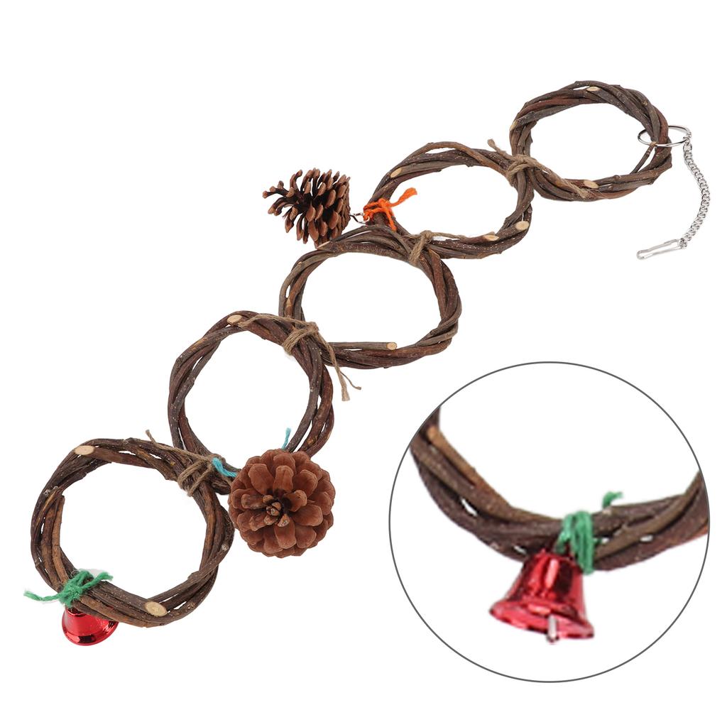 Parrot Ring Toy Safe Hand Knitted Hangable Bird Ring Swing Toy with Hook for Birds Parrots5 Rings