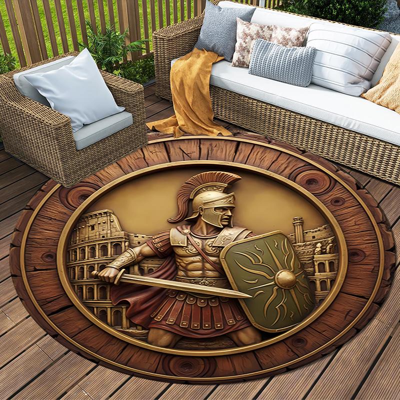 Egpytian and Roman Round Area Rug,Carpet Rug for Living Room Bedroom Sofa Playroom Decor,Non-slip Floor Mat